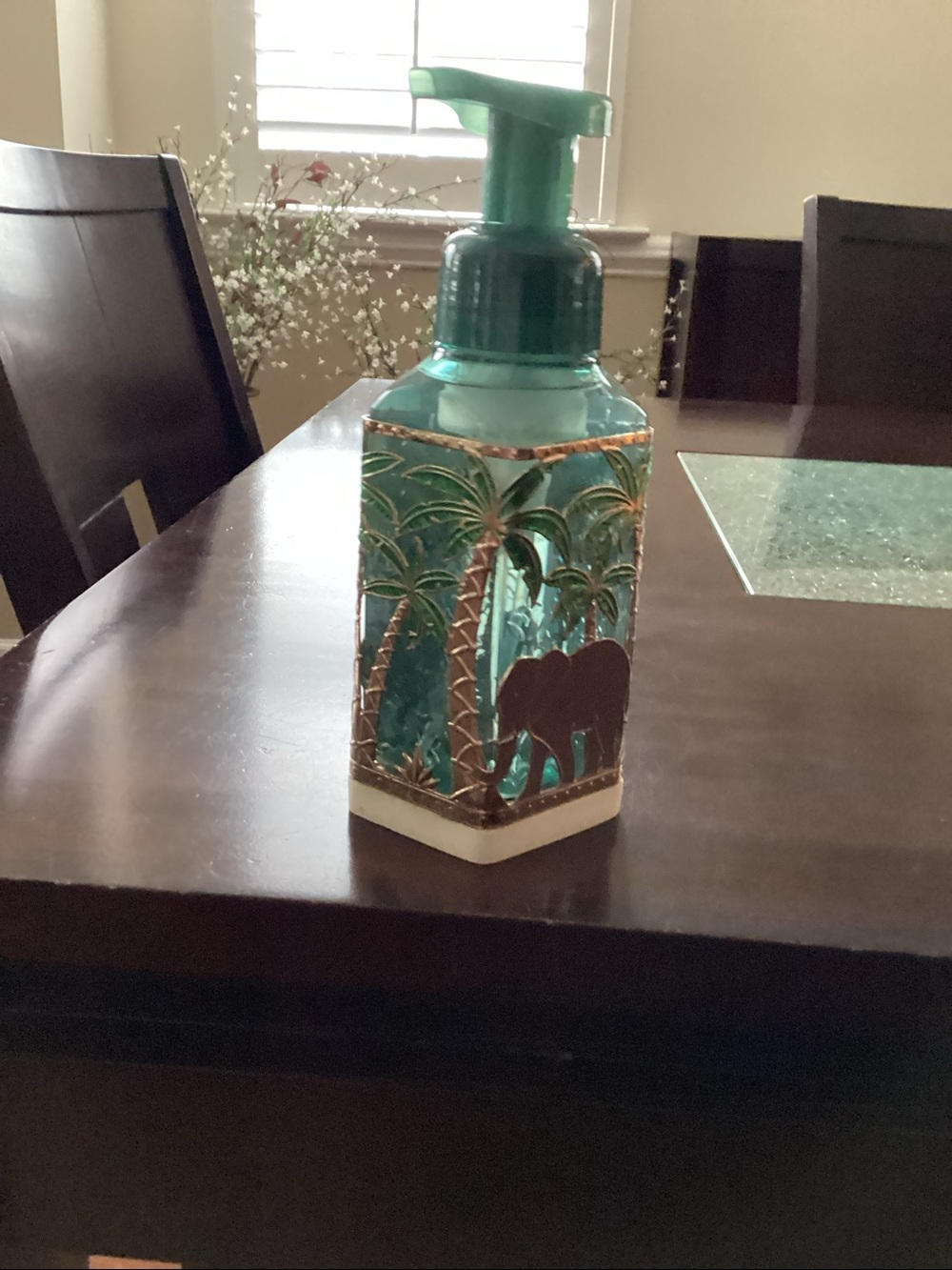 Bath & Body Works Palm Tree Metal foaming hand soap holder  Green and Gold